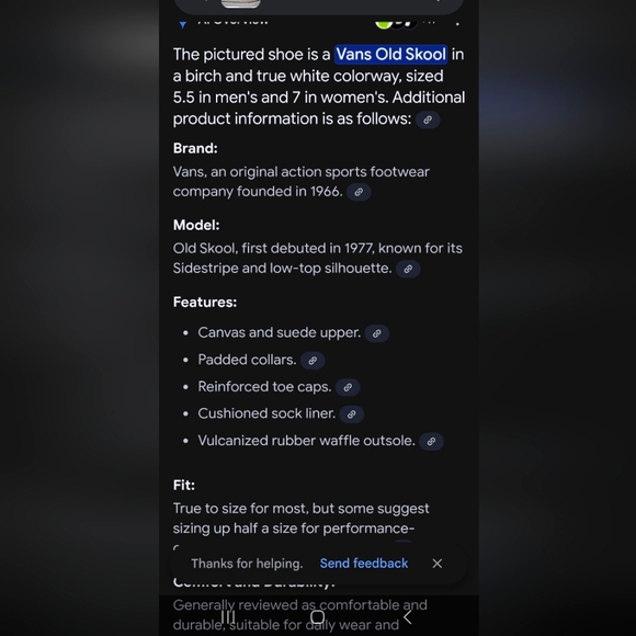 Vans Old Skool Cream Sneakers Unisex Mens 5.5 Womens 7 - Picture 8 of 8